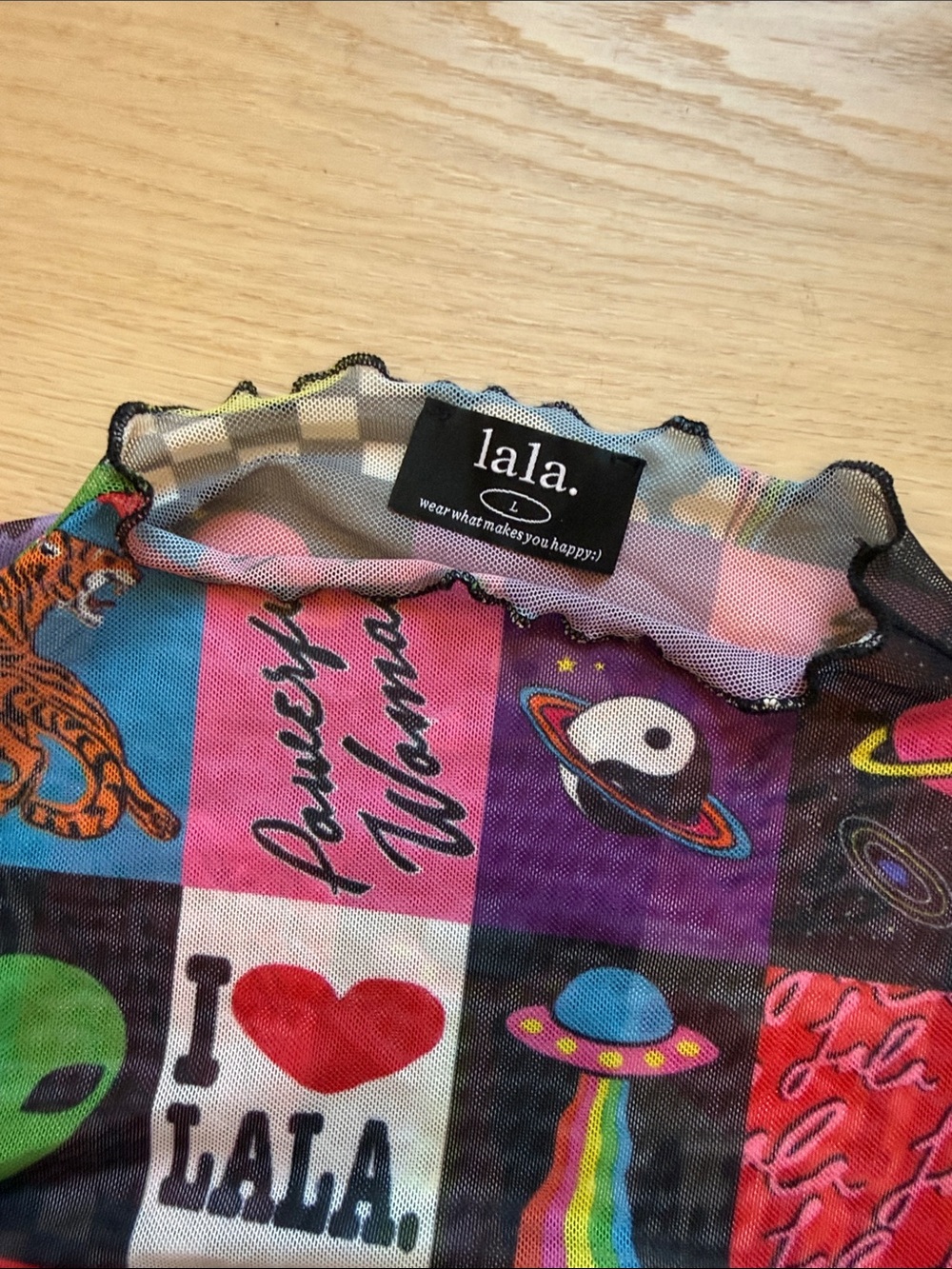 Lala Original Designs Mesh Top in Be Yourself Patchwork - Picture 2 of 3